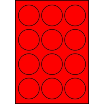 Etykiety A4 kolorowe Fi60 mm – czerwone